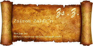 Zsiros Zalán névjegykártya